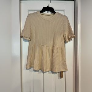 SHEIN smock style blouse cream short sleeve size M